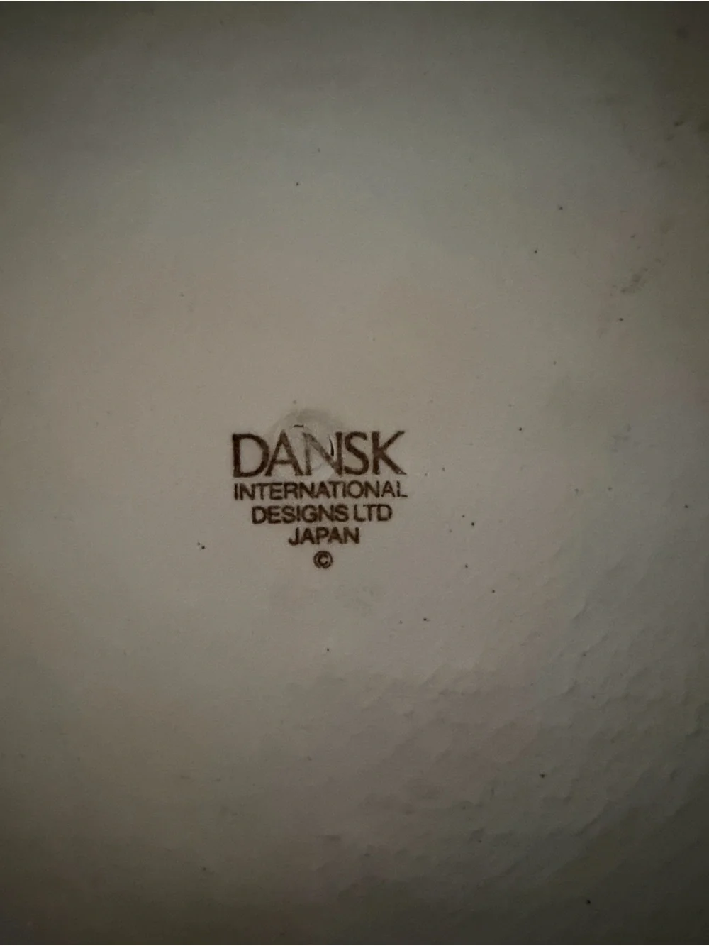 Dansk White Ceramic Plate with Blue and Brown Heron Bird Design.